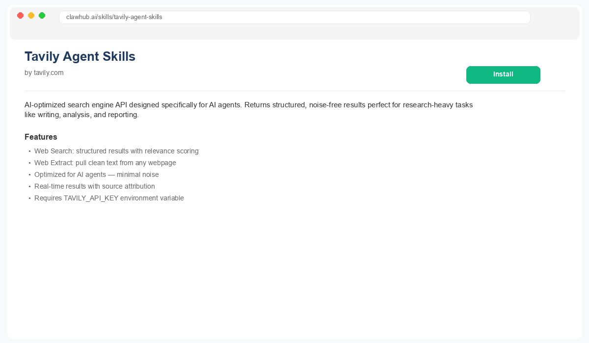 Tavily agent skills docs