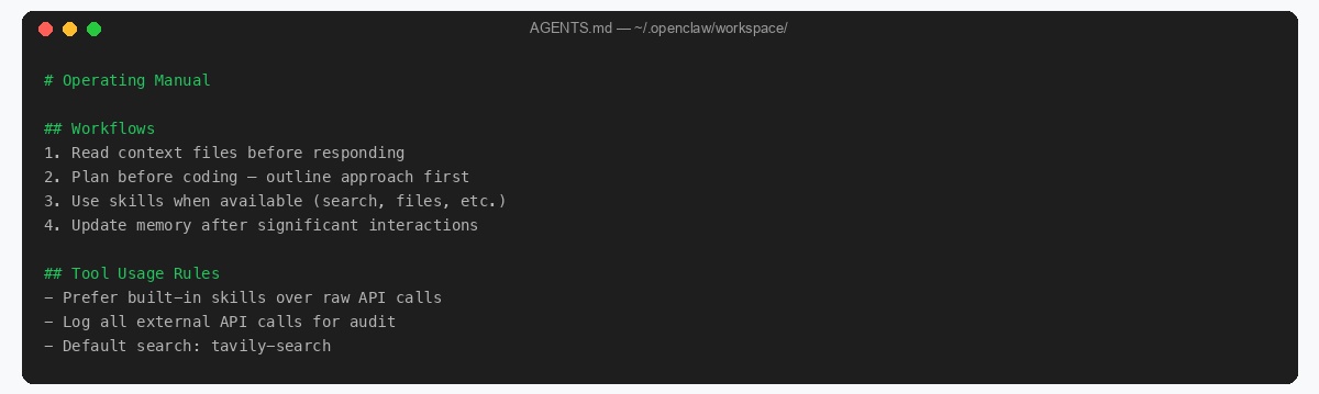 Example AGENTS.md file content
