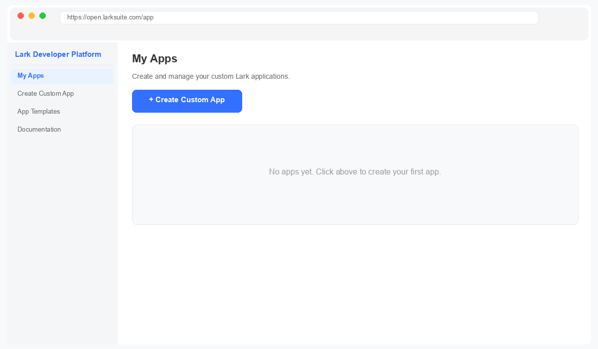 Feishu app creation form