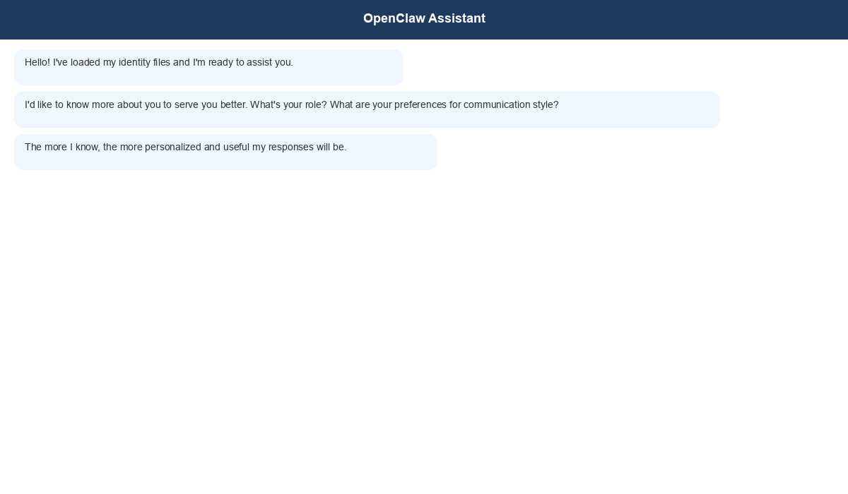 OpenClaw asking about user identity