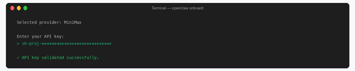 OpenClaw onboard API key prompt