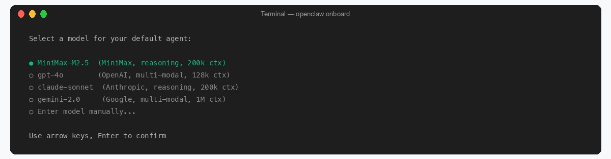 OpenClaw onboard model selection