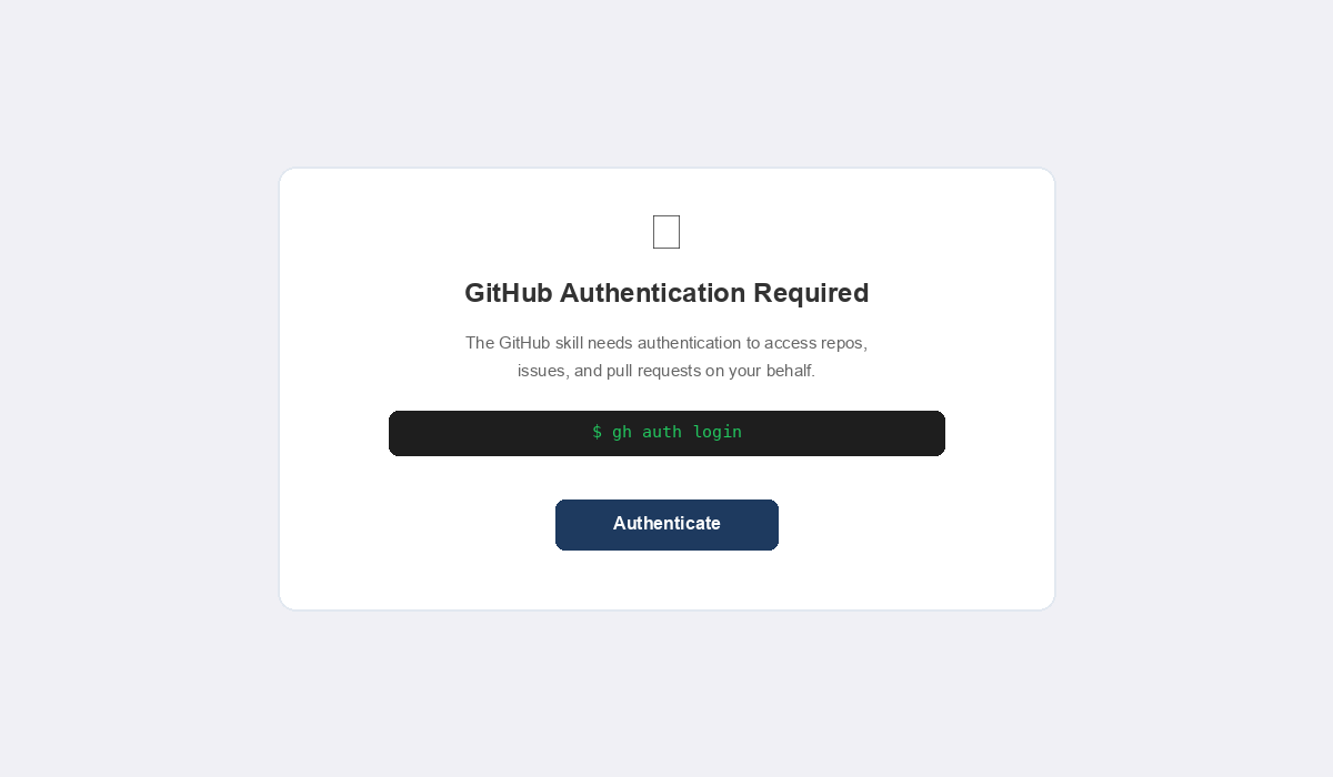 GitHub skill auth required